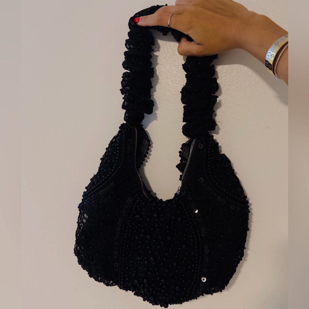 Black Zara Beaded Handbag